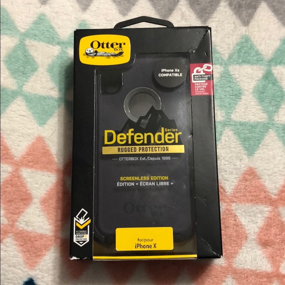 Black Otter Box Defender Case for iPhone X and Xs